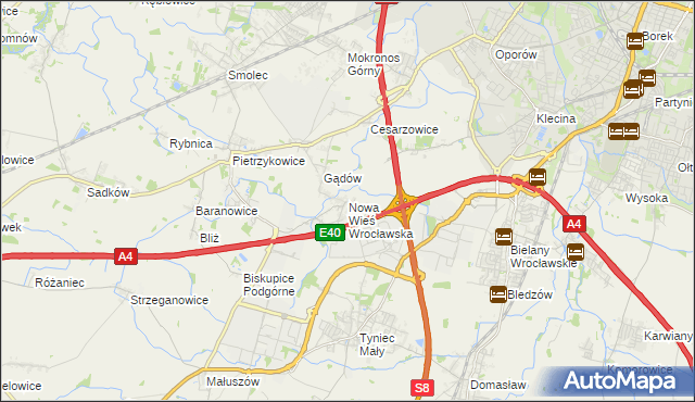 mapa Nowa Wieś Wrocławska, Nowa Wieś Wrocławska na mapie Targeo