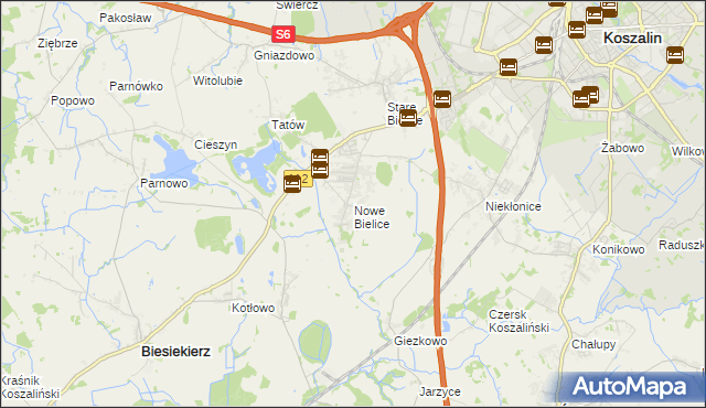 mapa Nowe Bielice, Nowe Bielice na mapie Targeo