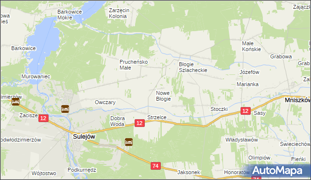 mapa Nowe Błogie, Nowe Błogie na mapie Targeo