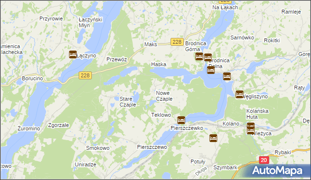 mapa Nowe Czaple gmina Stężyca, Nowe Czaple gmina Stężyca na mapie Targeo