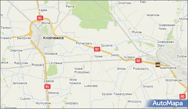 mapa Nowe gmina Krośniewice, Nowe gmina Krośniewice na mapie Targeo