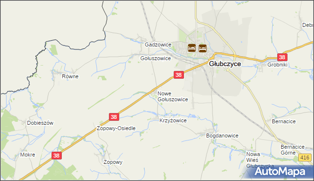 mapa Nowe Gołuszowice, Nowe Gołuszowice na mapie Targeo