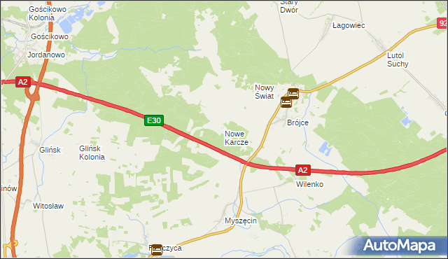 mapa Nowe Karcze, Nowe Karcze na mapie Targeo