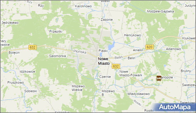 mapa Nowe Miasto powiat płoński, Nowe Miasto powiat płoński na mapie Targeo