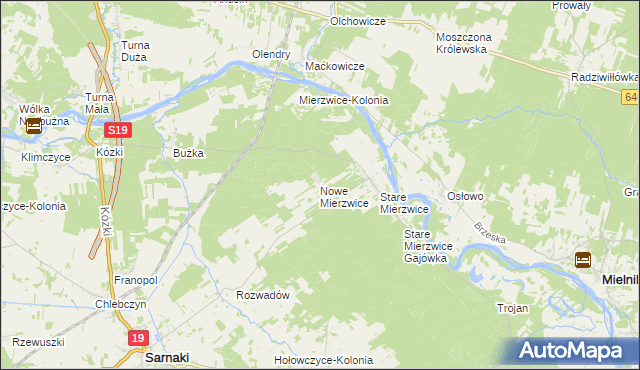 mapa Nowe Mierzwice, Nowe Mierzwice na mapie Targeo