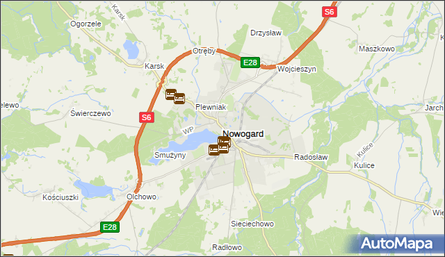 mapa Nowogard, Nowogard na mapie Targeo