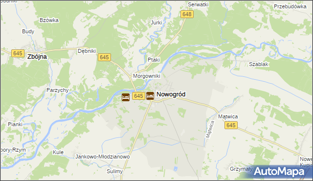 mapa Nowogród powiat łomżyński, Nowogród powiat łomżyński na mapie Targeo