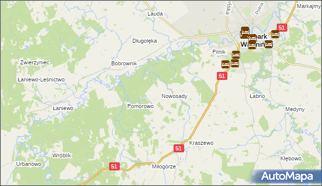 mapa Nowosady gmina Lidzbark Warmiński, Nowosady gmina Lidzbark Warmiński na mapie Targeo
