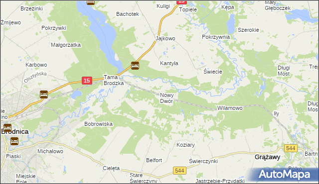 mapa Nowy Dwór gmina Brodnica, Nowy Dwór gmina Brodnica na mapie Targeo