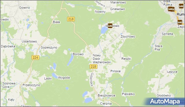 mapa Nowy Dwór Wejherowski, Nowy Dwór Wejherowski na mapie Targeo