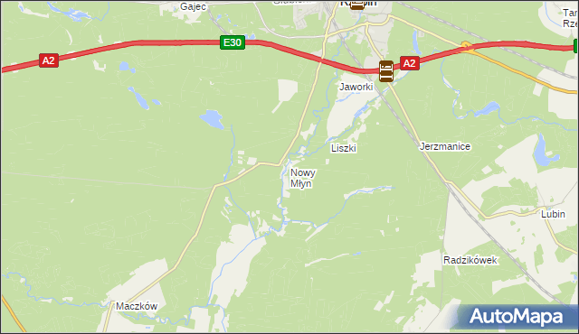 mapa Nowy Młyn gmina Rzepin, Nowy Młyn gmina Rzepin na mapie Targeo