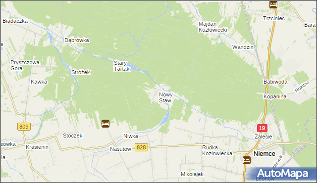 mapa Nowy Staw gmina Niemce, Nowy Staw gmina Niemce na mapie Targeo