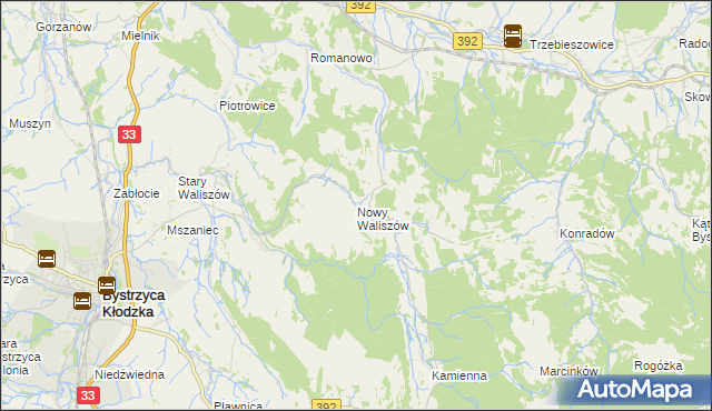 mapa Nowy Waliszów, Nowy Waliszów na mapie Targeo