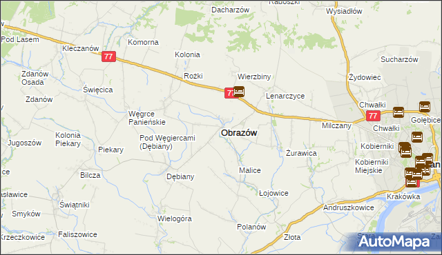 mapa Obrazów, Obrazów na mapie Targeo