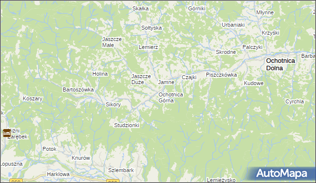 mapa Ochotnica Górna, Ochotnica Górna na mapie Targeo