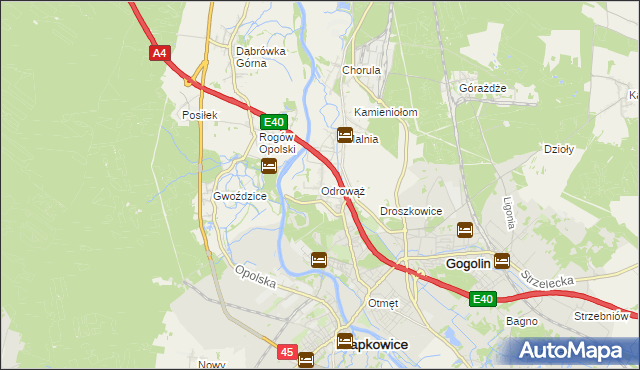 mapa Odrowąż gmina Gogolin, Odrowąż gmina Gogolin na mapie Targeo