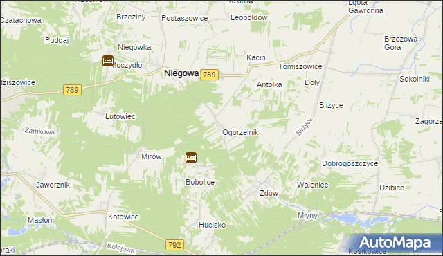 mapa Ogorzelnik, Ogorzelnik na mapie Targeo