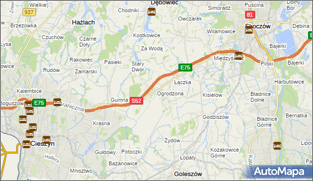 mapa Ogrodzona gmina Dębowiec, Ogrodzona gmina Dębowiec na mapie Targeo