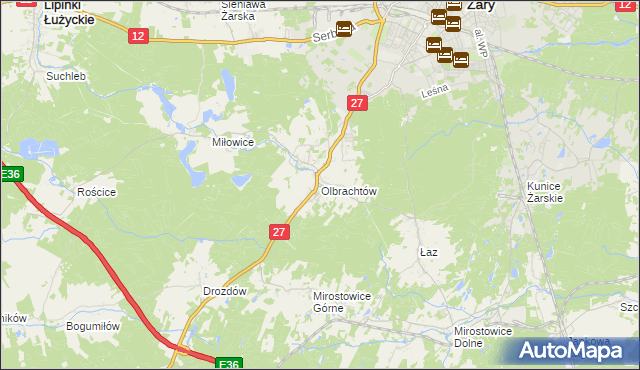 mapa Olbrachtów, Olbrachtów na mapie Targeo