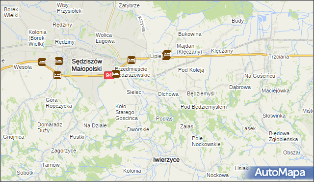 mapa Olchowa gmina Iwierzyce, Olchowa gmina Iwierzyce na mapie Targeo