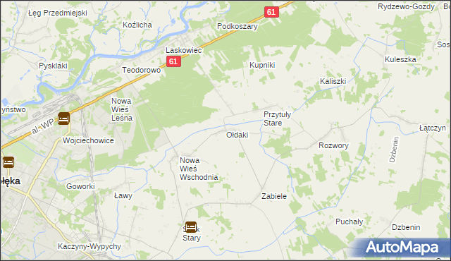 mapa Ołdaki gmina Rzekuń, Ołdaki gmina Rzekuń na mapie Targeo