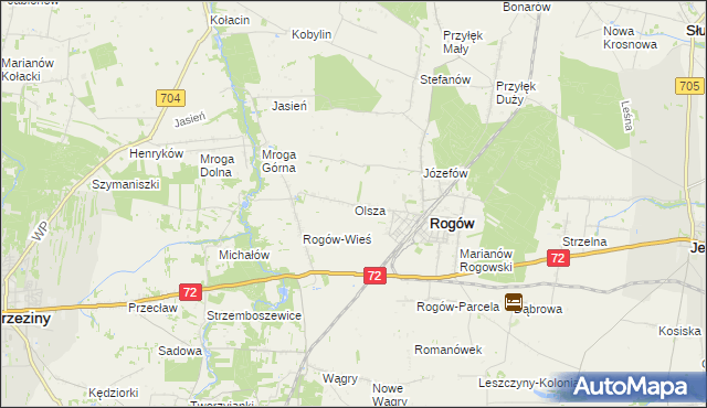 mapa Olsza gmina Rogów, Olsza gmina Rogów na mapie Targeo