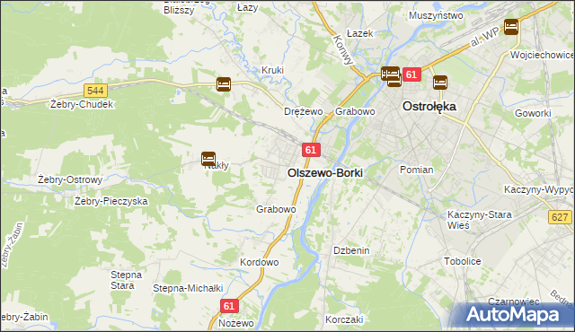 mapa Olszewo-Borki, Olszewo-Borki na mapie Targeo