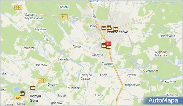 mapa Olszyna gmina Ostrzeszów, Olszyna gmina Ostrzeszów na mapie Targeo