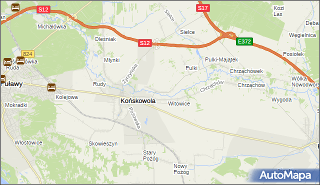 mapa Opoka gmina Końskowola, Opoka gmina Końskowola na mapie Targeo