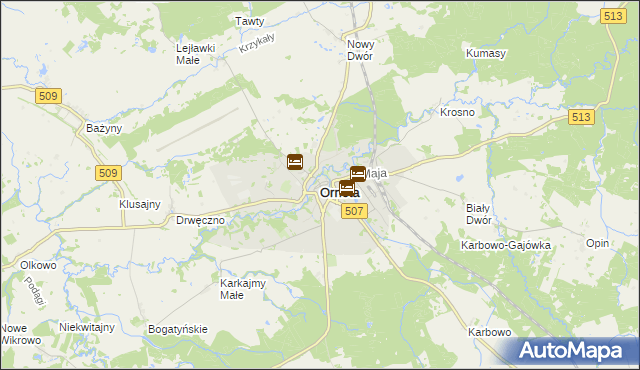 mapa Orneta powiat lidzbarski, Orneta powiat lidzbarski na mapie Targeo