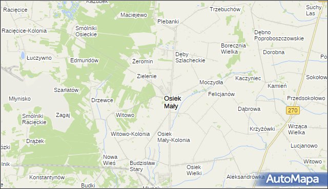 mapa Osiek Mały powiat kolski, Osiek Mały powiat kolski na mapie Targeo