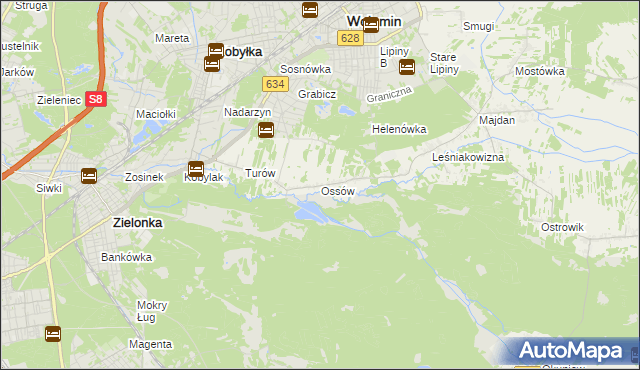 mapa Ossów, Ossów na mapie Targeo