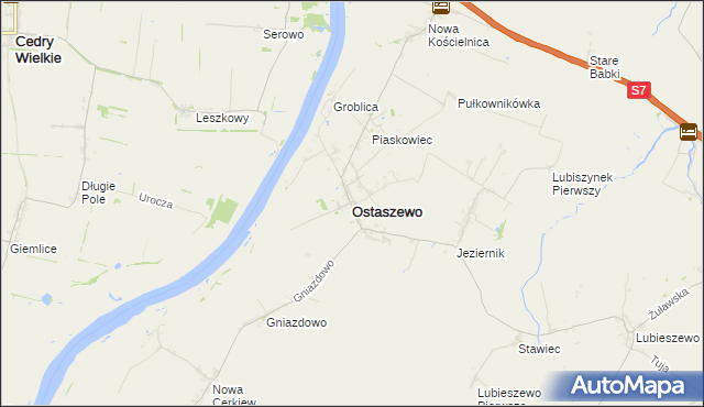 mapa Ostaszewo powiat nowodworski, Ostaszewo powiat nowodworski na mapie Targeo