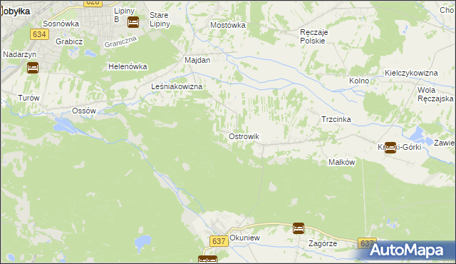 mapa Ostrowik gmina Poświętne, Ostrowik gmina Poświętne na mapie Targeo