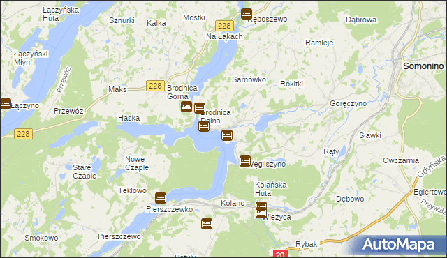 mapa Ostrzyce gmina Somonino, Ostrzyce gmina Somonino na mapie Targeo