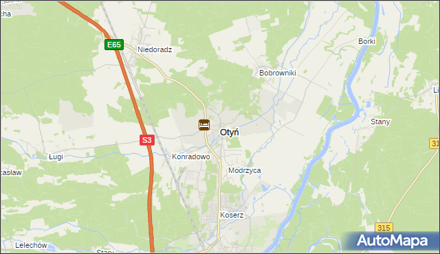 mapa Otyń, Otyń na mapie Targeo