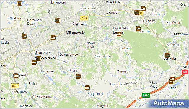 mapa Owczarnia gmina Brwinów, Owczarnia gmina Brwinów na mapie Targeo
