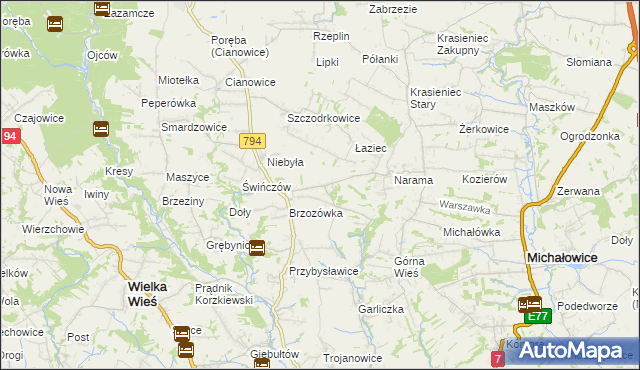 mapa Owczary gmina Zielonki, Owczary gmina Zielonki na mapie Targeo