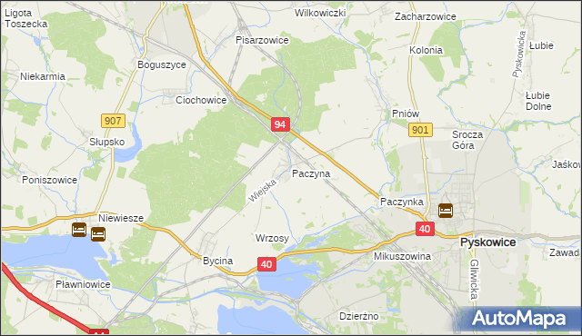 mapa Paczyna, Paczyna na mapie Targeo