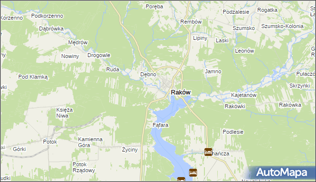 mapa Pągowiec gmina Raków, Pągowiec gmina Raków na mapie Targeo