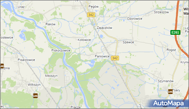 mapa Paniowice, Paniowice na mapie Targeo