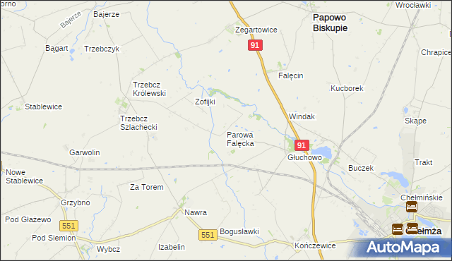 mapa Parowa Falęcka, Parowa Falęcka na mapie Targeo