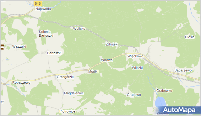 mapa Parowa gmina Nidzica, Parowa gmina Nidzica na mapie Targeo