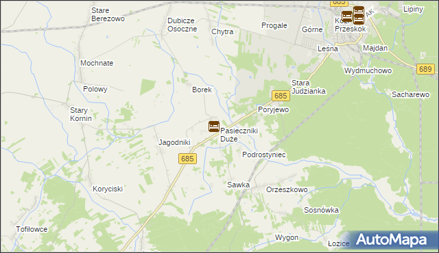 mapa Pasieczniki Duże, Pasieczniki Duże na mapie Targeo