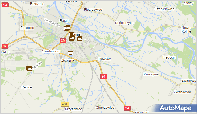mapa Pawłów gmina Skarbimierz, Pawłów gmina Skarbimierz na mapie Targeo