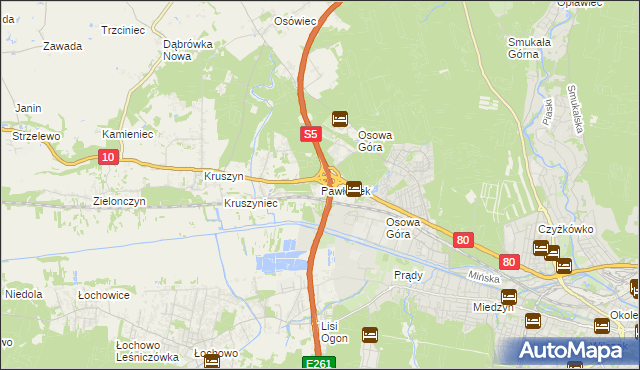 mapa Pawłówek gmina Sicienko, Pawłówek gmina Sicienko na mapie Targeo