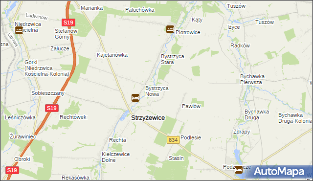 mapa Pawłówek gmina Strzyżewice, Pawłówek gmina Strzyżewice na mapie Targeo