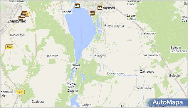 mapa Perzyny gmina Zbąszyń, Perzyny gmina Zbąszyń na mapie Targeo