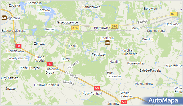 mapa Petrykozy gmina Żabia Wola, Petrykozy gmina Żabia Wola na mapie Targeo