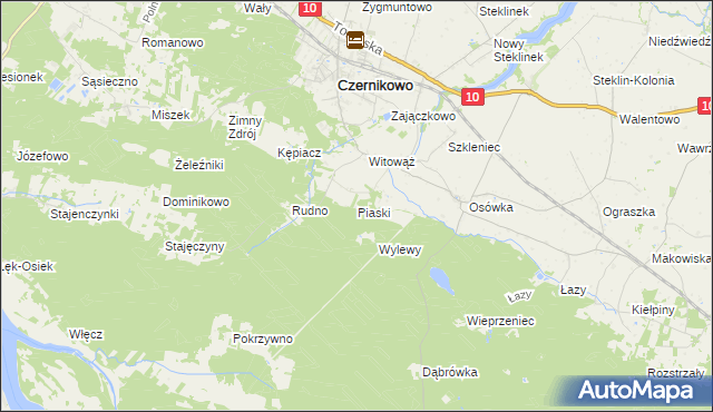 mapa Piaski gmina Czernikowo, Piaski gmina Czernikowo na mapie Targeo